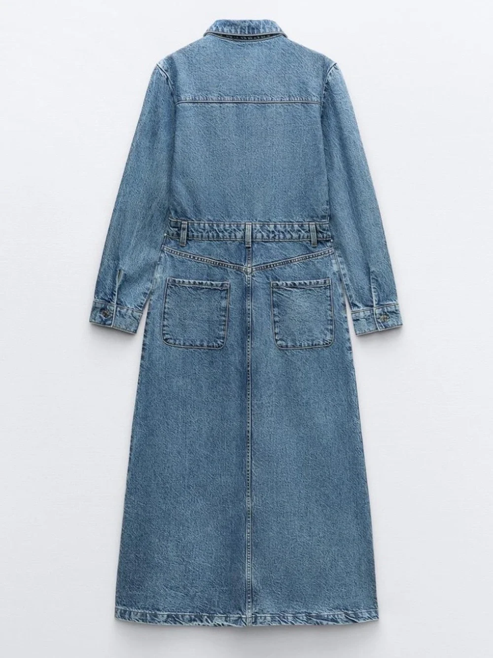 Zara Denim Midi Dress NWT Long Sleeve Stampede Rodeo Size Small - Picture 4 of 10